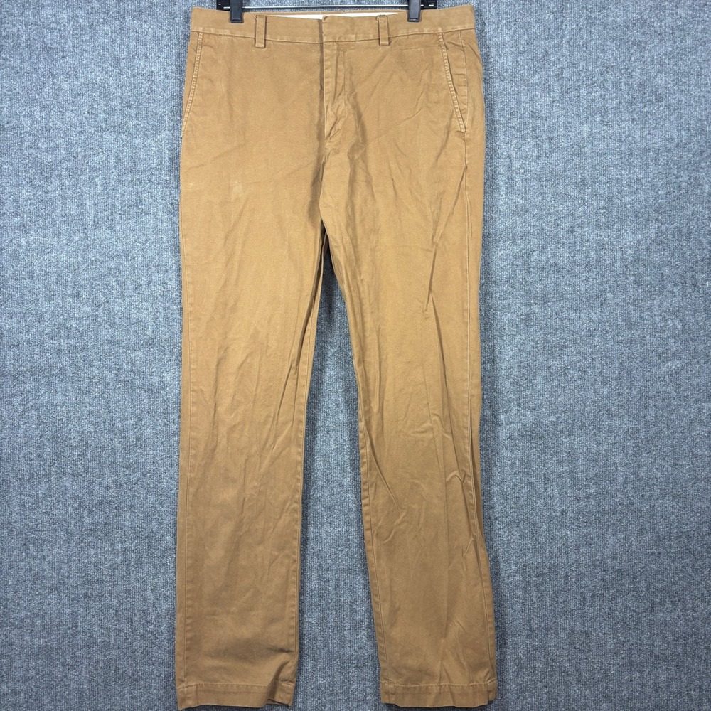 Banana Republic Aiden Chino Mens 34x36 (Fits 35x34) Slim Brown Flat Front Pants